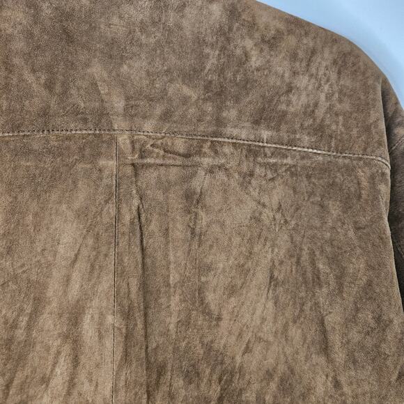 Vintage Leather Shirt Womens M Brown Pig Suede Button Up Shirt Jacket - Picture 7 of 9